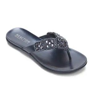 Kenneth Cole Reaction Glam-Athon Embellished Thong Sandal, 7M Midnight